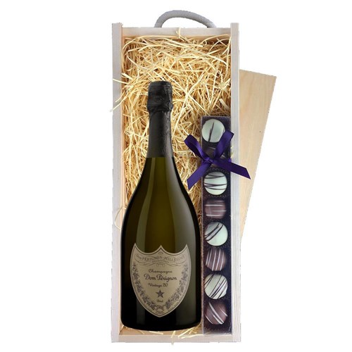 Dom Perignon Cuvee Prestige Brut 2015 Champagne 75cl & Truffles, Wooden Box